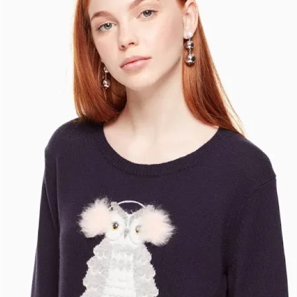 Kate Spade Navy Sweater with Owl Motif NWOT - Picture 11 of 12